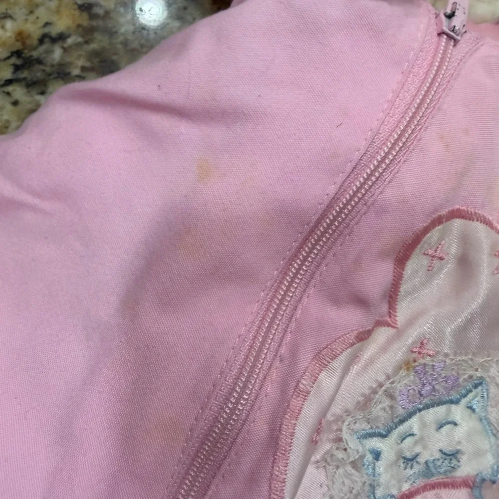 Vintage Pink Toddler Snowsuit 18M Cat Applique Faux Shearling Hood Quilted